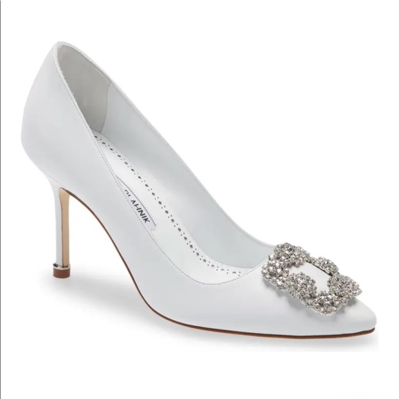 Manolo Blahnik Shoes - MANOLO BLAHNIK Hangisi Crystal Buckle Pump Leather, NEW